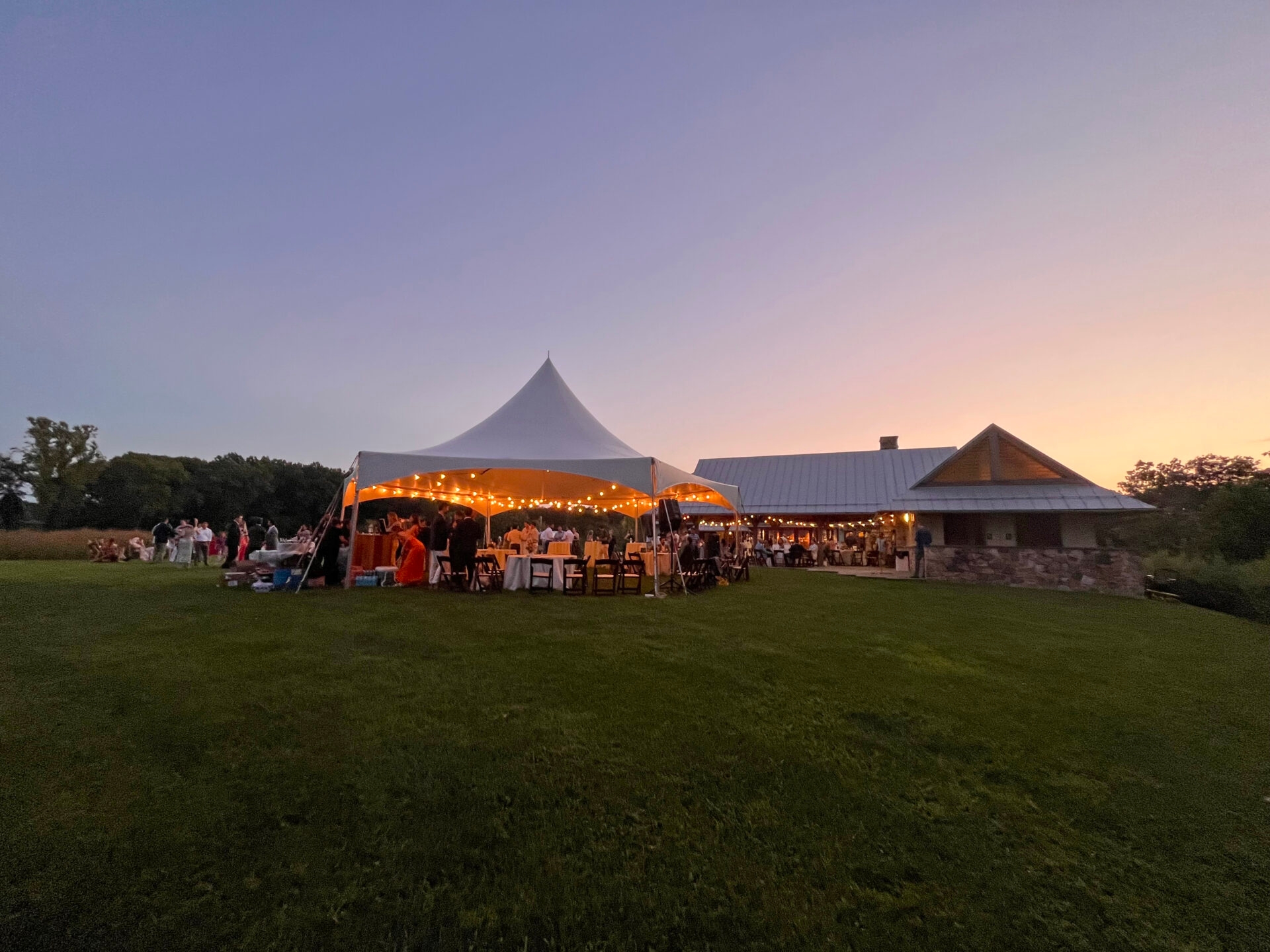 Photo by Tianna Godsey
 - The pavilion at the Lenfest Center with a tent set up for an event at ChesLen Preserve.
