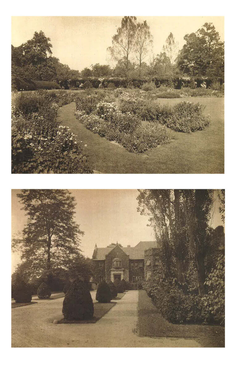 Historic photos of the garden and house at Stoneleigh