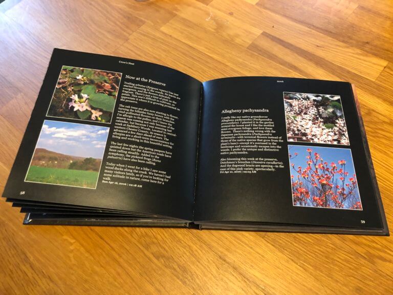Photo of a book with photos of plants and landscapes.