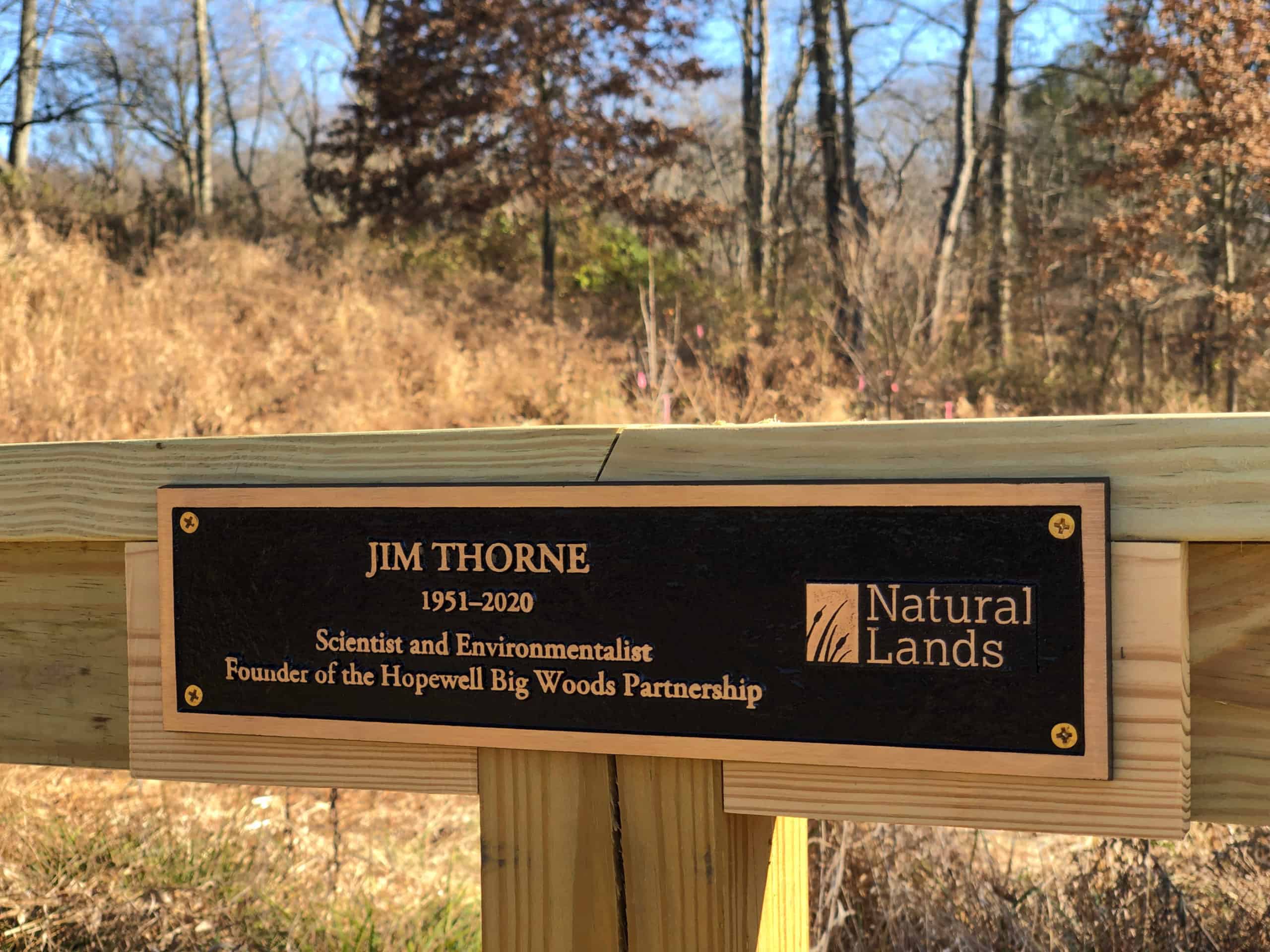 Memorial plaque for Jim Thorne