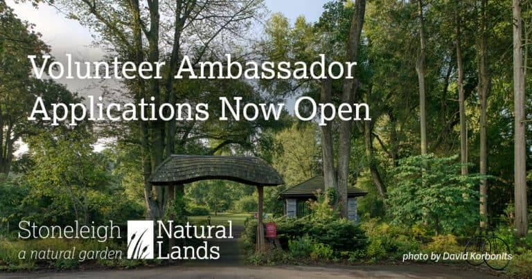 The front gate of Stoneleigh with the words Volunteer Ambassador Applications Now Open