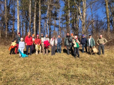 A large group on a bright sunny day at Crows Nest Preserve (Elverson, PA). 