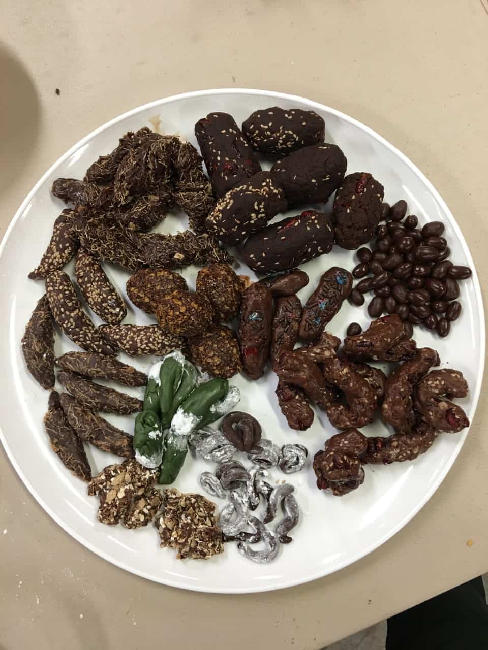 Replica animal scat made from chocolate and other ingredients