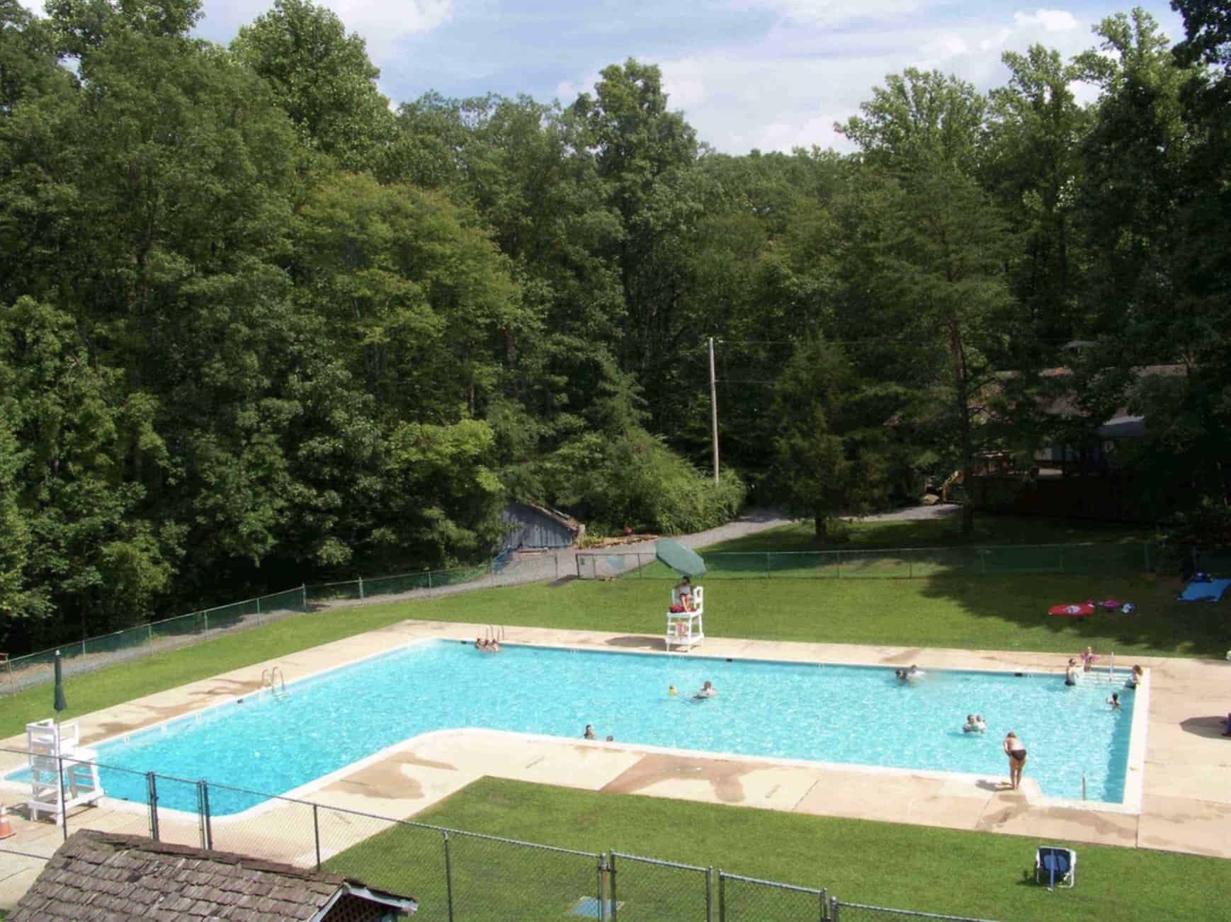 A swimming pool photographed from an elevated view.