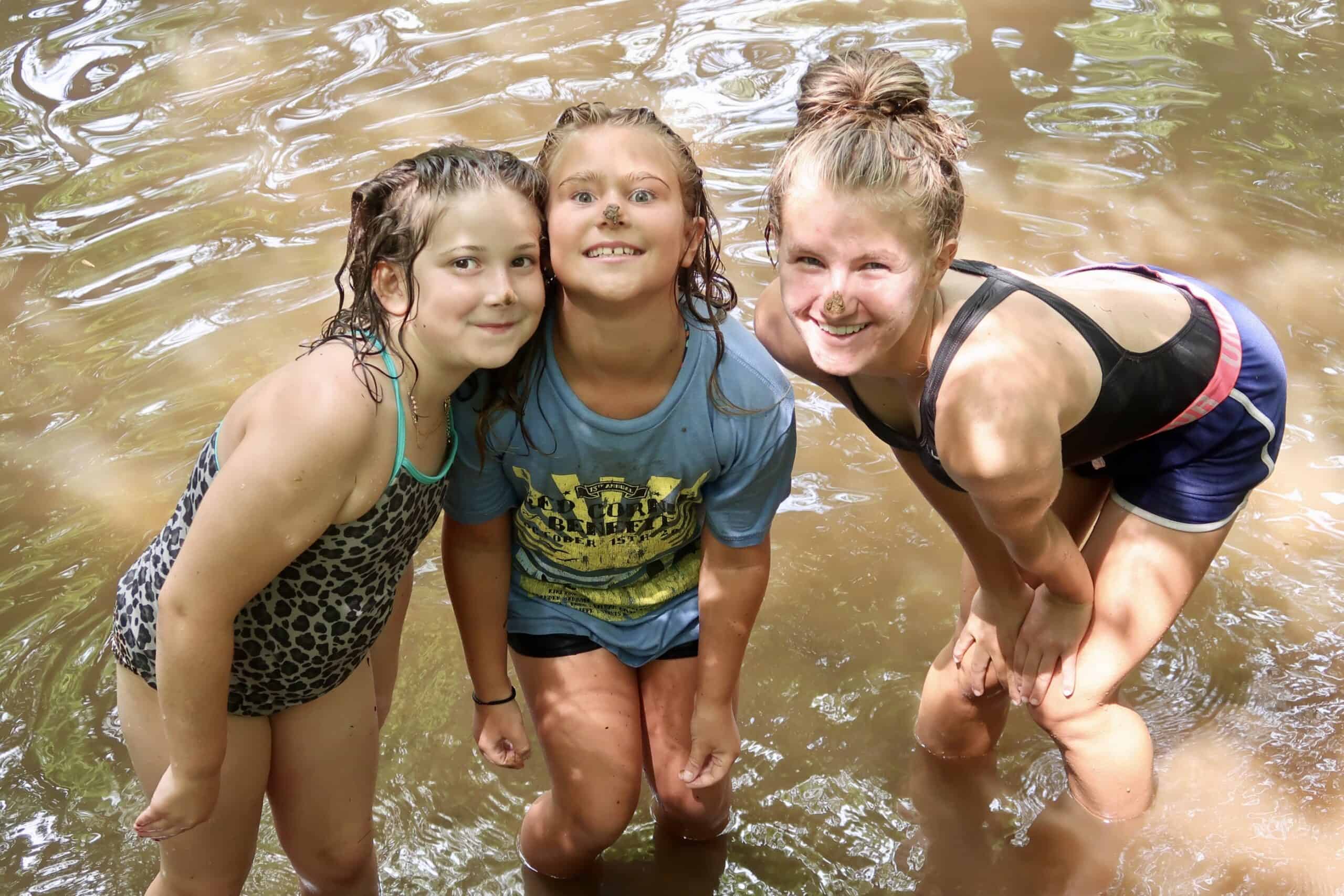 Camp kids posing in French Creek.