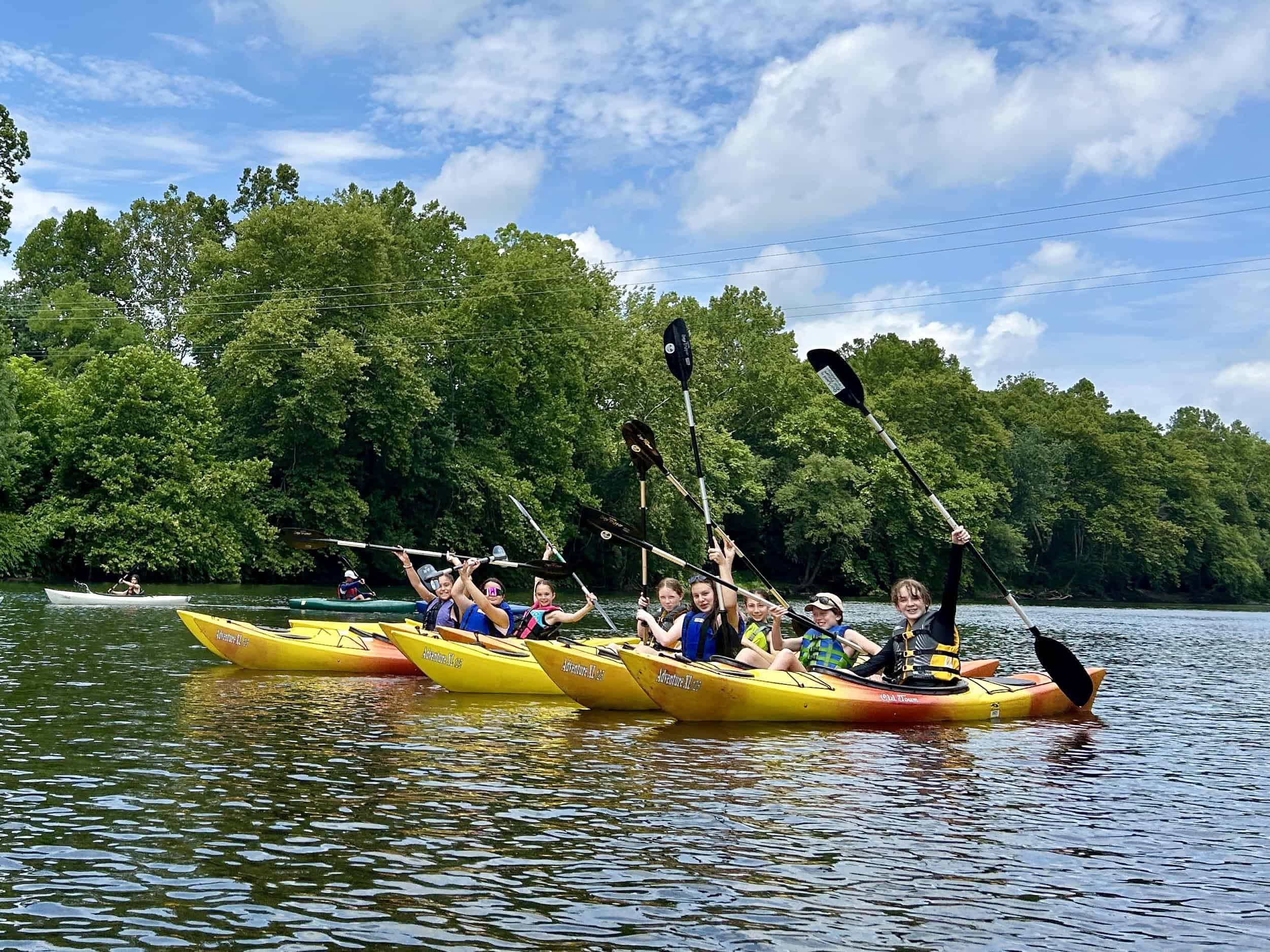 Crow's Nest Camp kids in kayaks