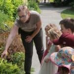 Samantha Nestory leading the Children's Insect Walk at Stoneleigh: a natural garden.